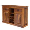 Picture of Rustic Solid Wood Large Sideboard With Wine Bar Storage