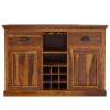 Picture of Rustic Solid Wood Large Sideboard With Wine Bar Storage