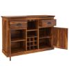 Picture of Rustic Solid Wood Large Sideboard With Wine Bar Storage