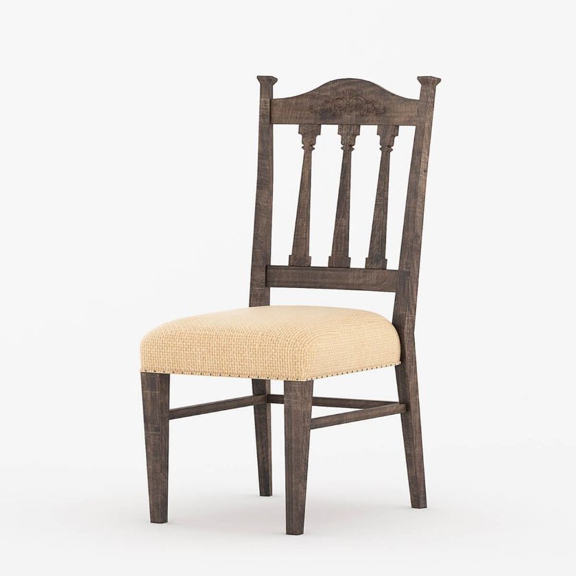 Picture of Atherton Solid Teak Wood Slat Back Upholstered Dining Chair