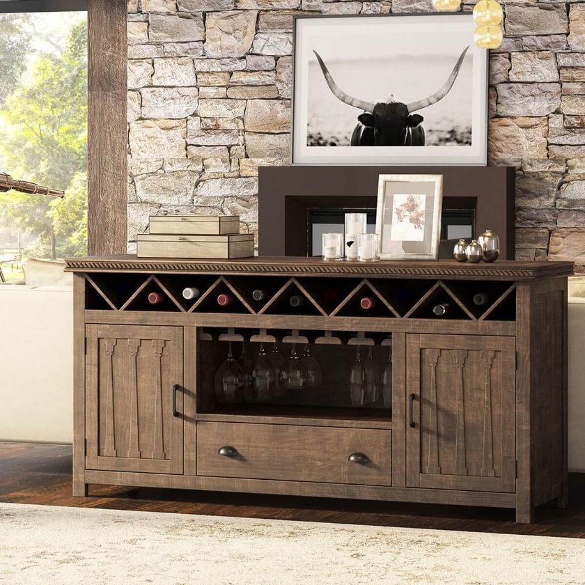Picture of Atherton Solid Teak Wood Buffet With Wine Storage