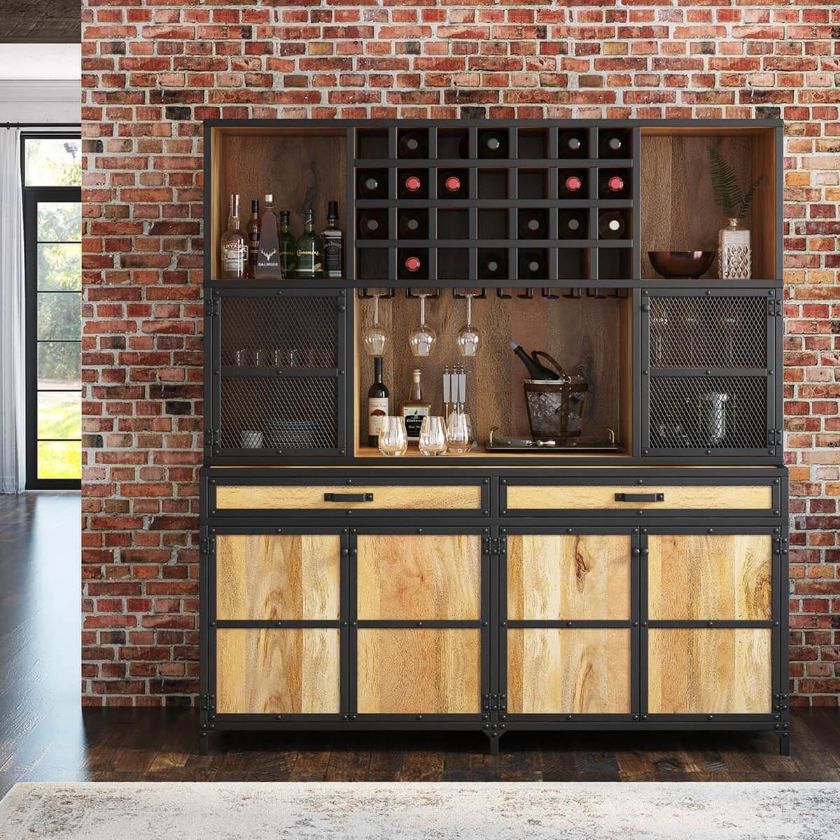 Picture of Monta Rosa Industrial Wine Bar With Hutch Cabinet