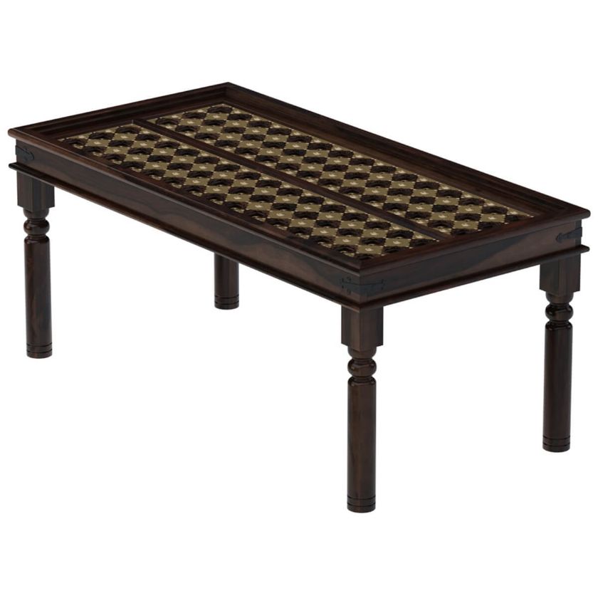 Picture of La Junta Brass Inlay Rustic Solid Wood Dining Table