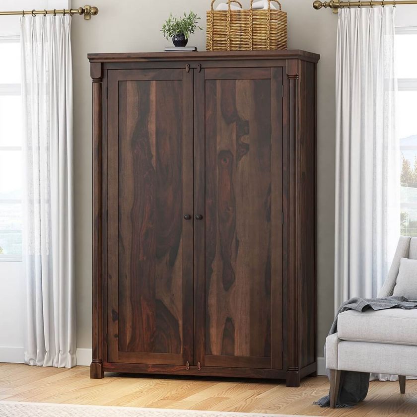 Picture of Pioneer Transitional Solid Wood Armoire Wardrobe with  Drawers