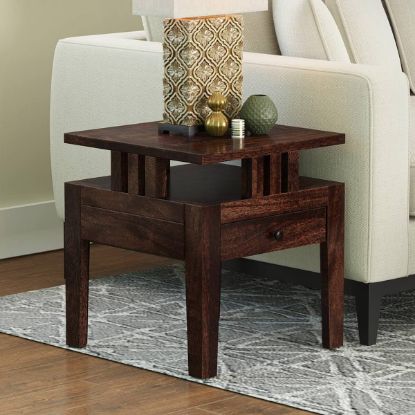 Picture of Santa Fe Elevated Solid Wood End Table With 1 Drawer