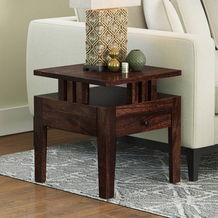 Picture of Santa Fe Elevated Solid Wood End Table With 1 Drawer