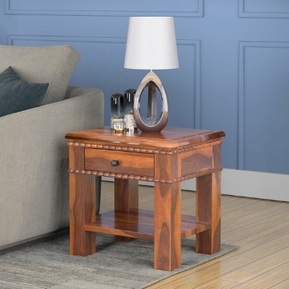 Picture of Everett Rustic Solid Wood End Table With 1 Drawer