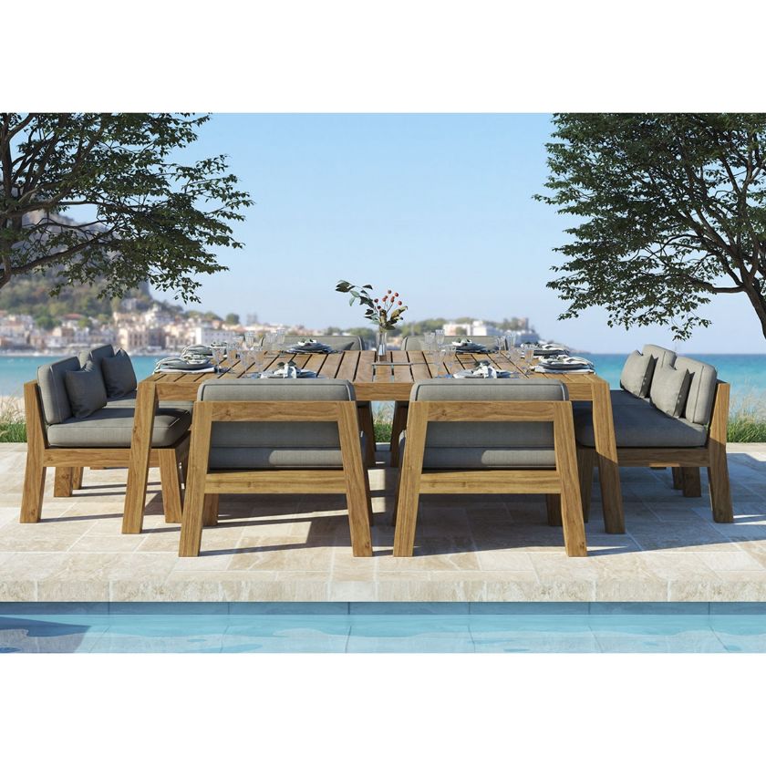 Picture of Prague Square Solid Teak Wood Outdoor Dining Table  Set for 8