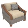 Picture of Mykonos Grey Wicker and Teak Wood Outdoor Sofa Armchair