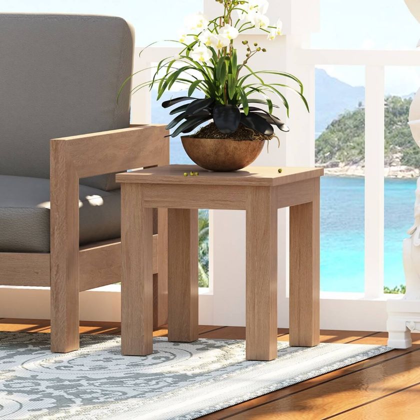 Picture of Santorini Modern Rustic Solid Teak Wood Outdoor Square End Table