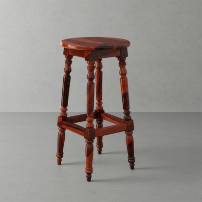 Picture of Magadan Rustic Solid Wood 30 Inch Traditional Bar Stool