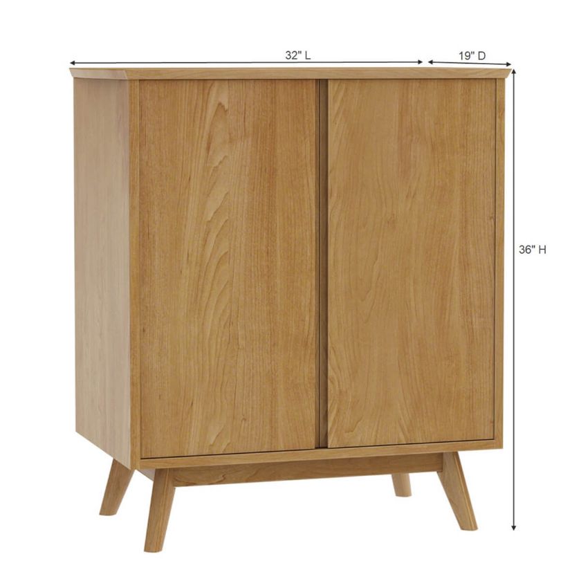 Gamyn Midcentury Modern Solid Wood Bar Cabinet Dimension Image