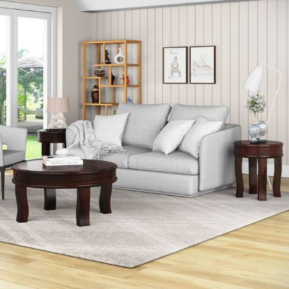 Picture of Manitoba Rustic Solid Wood 3 Piece Round Coffee Table Set