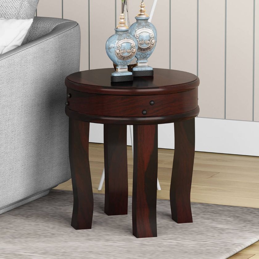 Picture of Manitoba Rustic Solid Wood Full Moon Round End Table