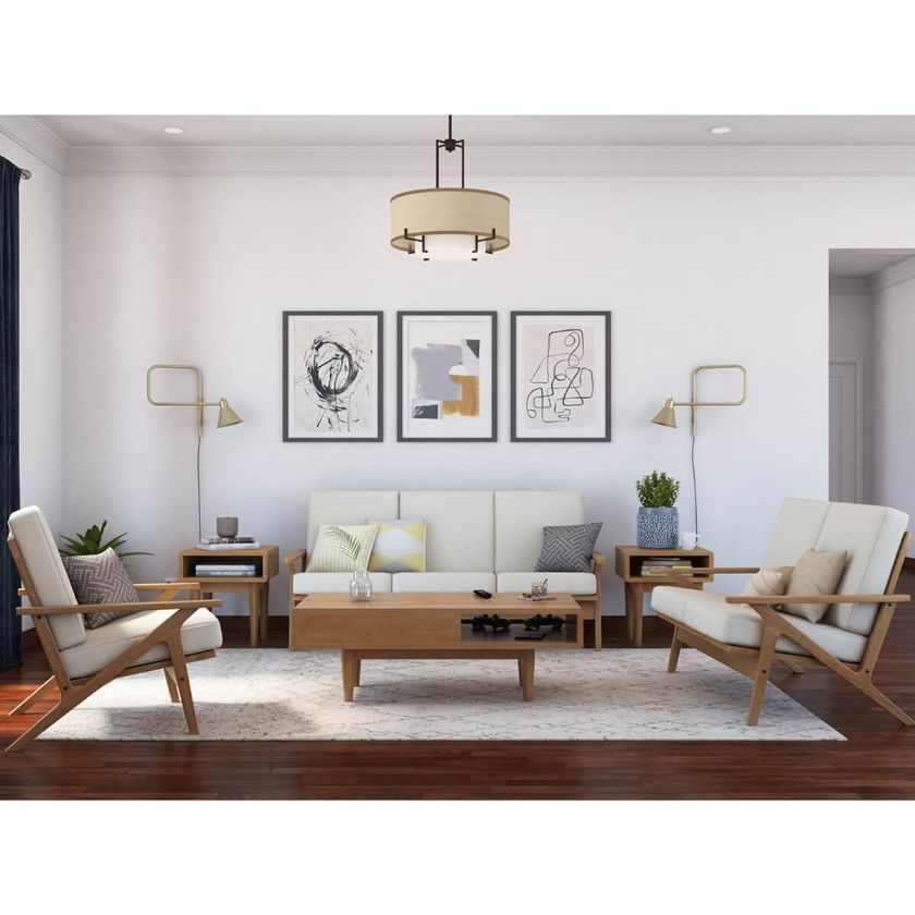 Picture of Palermo Teak Wood Mid-century Modern 6 Piece Living Room Set
