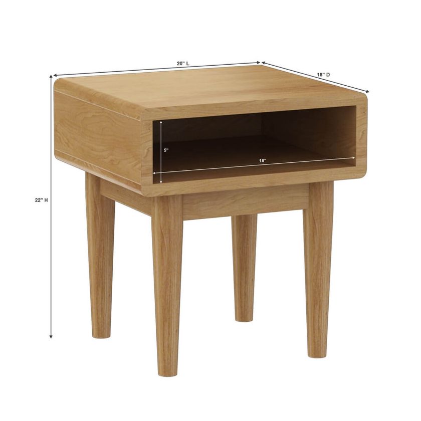 Palermo Teak Wood Mid-century Modern Open Space End Table Dimension Image