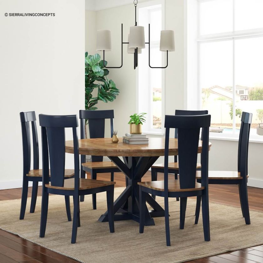 Picture of Salzburg Two Tone Solid Wood Round Dining Table Chair Set