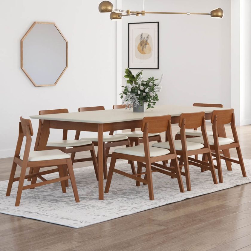 Picture of Aragon Two Tone Mid-Century Modern Solid Wood Dining Table Chair Set