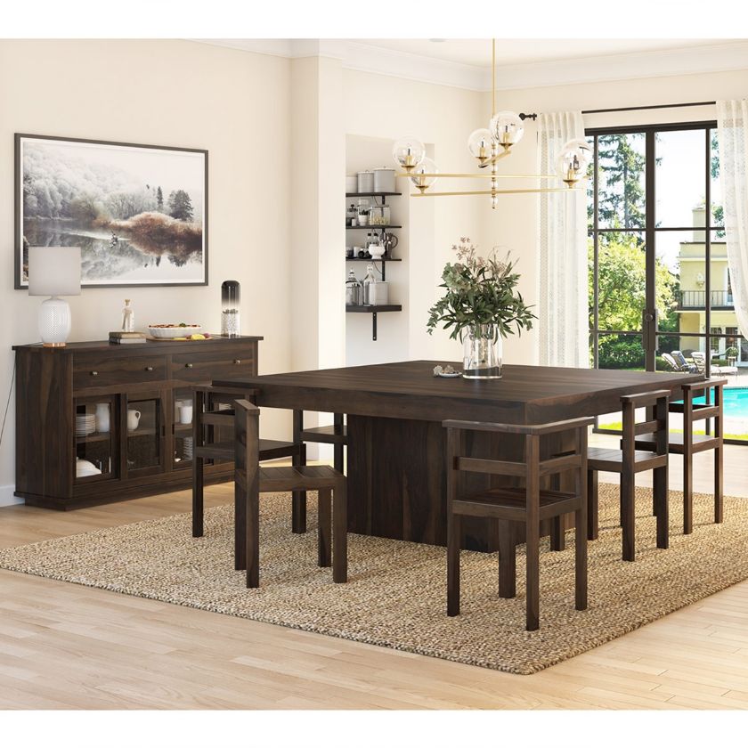 Picture of Pescara Solid Wood Square Dining Room Table Set