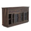 Picture of Pescara Rustic Solid Wood Large Buffet with Sliding Glass Door