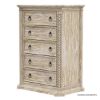 Picture of Nebula Hand Carved Solid Wood Tall Dresser With 5 Drawers