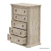 Picture of Nebula Hand Carved Solid Wood Tall Dresser With 5 Drawers