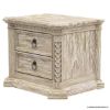 Picture of Nebula Rustic Solid Wood Hand-Carved Nightstand With 2 Drawers