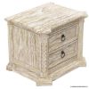 Picture of Nebula Rustic Solid Wood Hand-Carved Nightstand With 2 Drawers