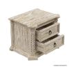 Picture of Nebula Rustic Solid Wood Hand-Carved Nightstand With 2 Drawers