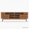 Picture of Hackney Slatted Slider Teak Wood Mid-Century Modern Media Console (71")