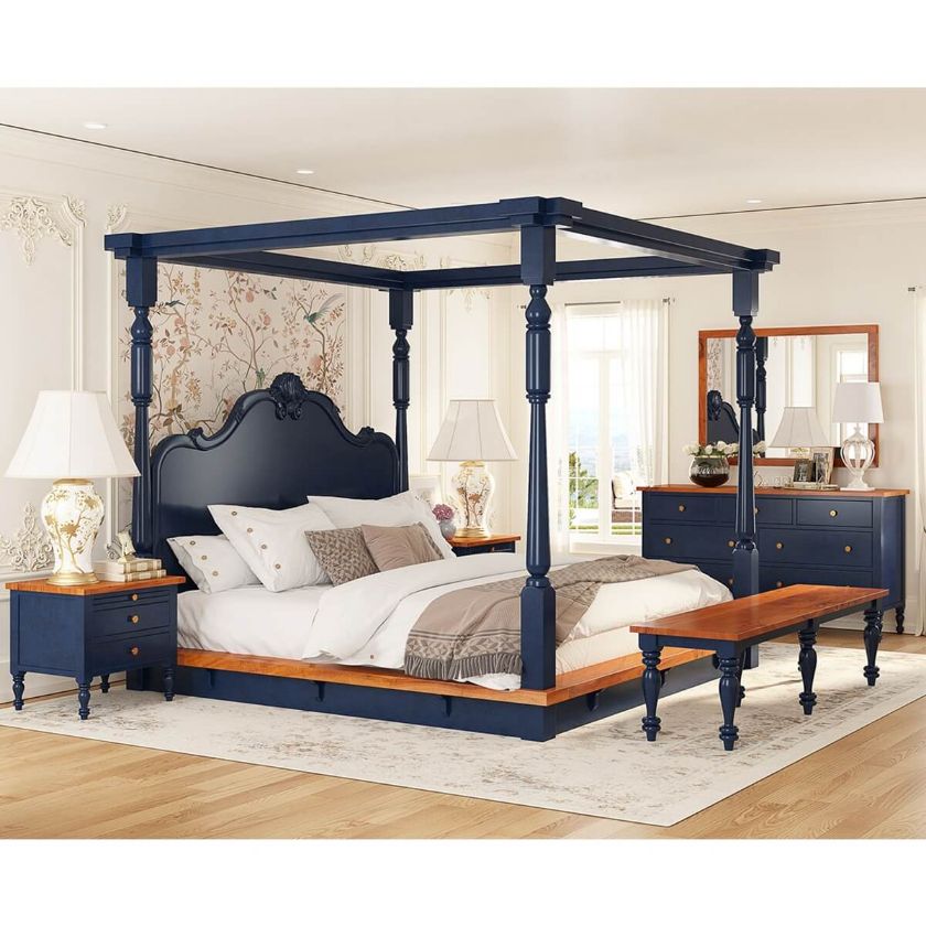 Picture of Repton Two Tone Solid Wood 6 Piece Bedroom Set