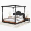 Picture of Repton Solid Wood Low Profile Platform Canopy Bed Frame w Tall Headboard