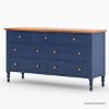 Picture of Repton Blue Two Tone Solid Wood 7 Drawer Bedroom Dresser