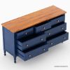 Picture of Repton Blue Two Tone Solid Wood 7 Drawer Bedroom Dresser