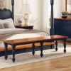 Picture of Repton Blue Two-Tone Solid Wood Bedroom Bench
