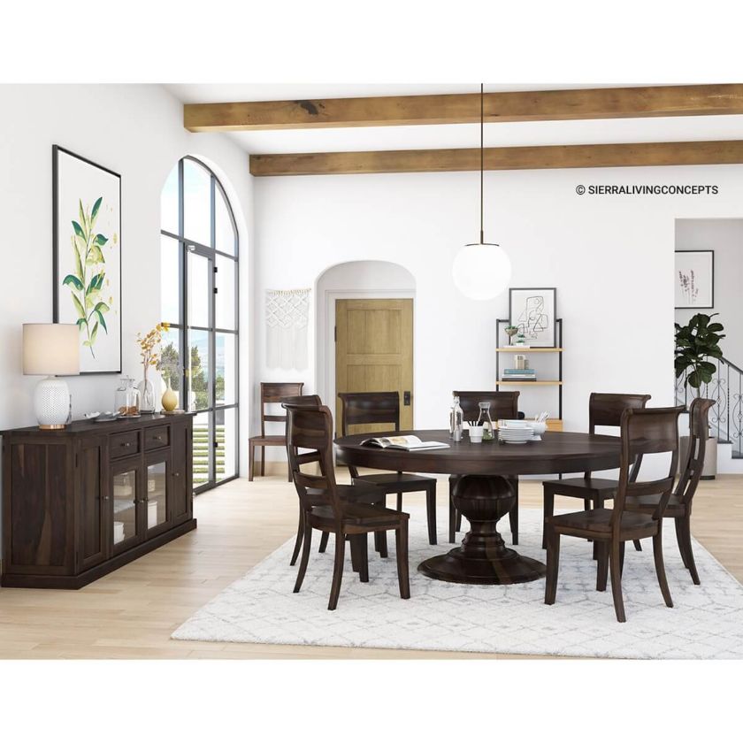Picture of Clanton Rustic Solid Wood Round Dining Room Set