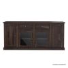 Picture of Clanton Rustic Solid Wood Glass Door 2 Drawer Long Buffet Cabinet