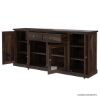 Picture of Clanton Rustic Solid Wood Glass Door 2 Drawer Long Buffet Cabinet