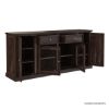 Picture of Clanton Rustic Solid Wood Glass Door 2 Drawer Long Buffet Cabinet