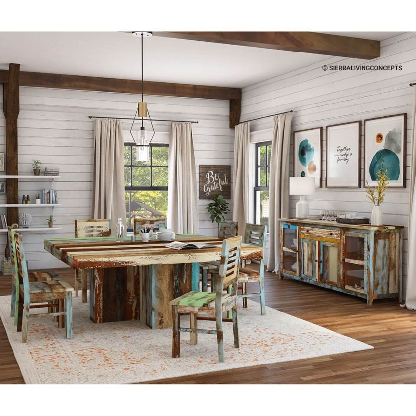 Picture of Wilmington Rustic Reclaimed Wood Square Dining Room Set