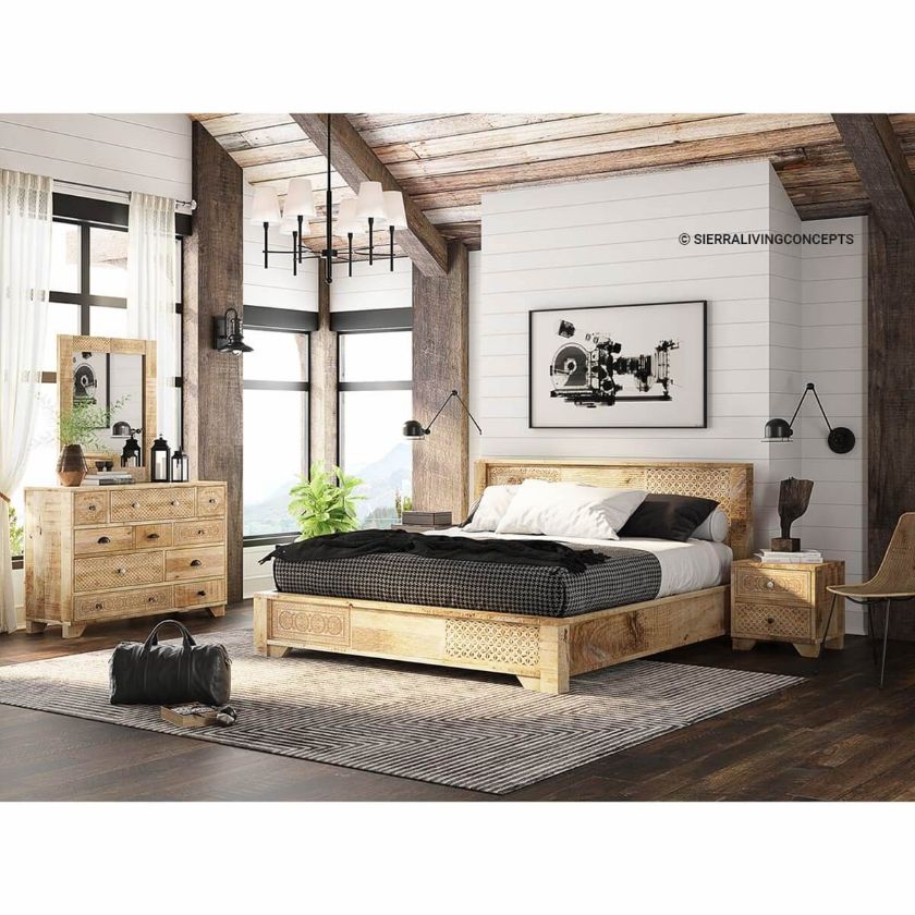 Picture of Cumbria Handcrafted Solid Wood 4 Piece Bedroom Set