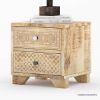 Picture of Cumbria Handcrafted Rustic Solid Mango Wood Carved 2 Drawer Nightstand