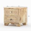 Picture of Cumbria Handcrafted Rustic Solid Mango Wood Carved 2 Drawer Nightstand