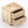 Picture of Cumbria Handcrafted Rustic Solid Mango Wood Carved 2 Drawer Nightstand