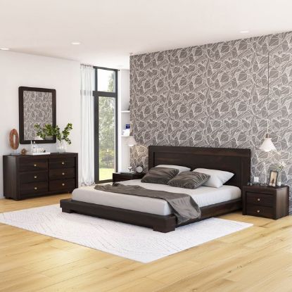 Picture of Basildon Modern Farmhouse Solid Wood Low Profile 4 Piece Bedroom Set