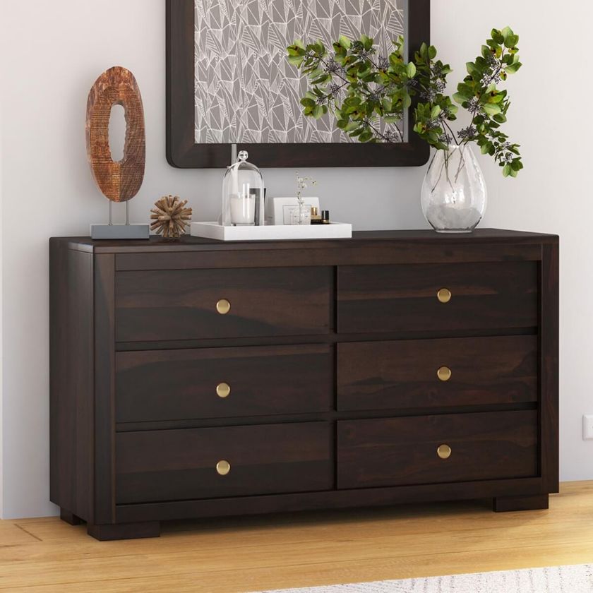 Picture of Basildon Modern Farmhouse Solid Wood 6 Drawer Double Dresser