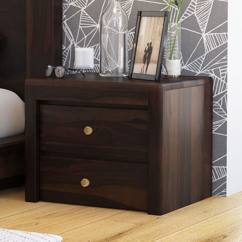 Picture of Basildon Modern Farmhouse Solid Wood Handcrafted 2 Drawer Nightstand
