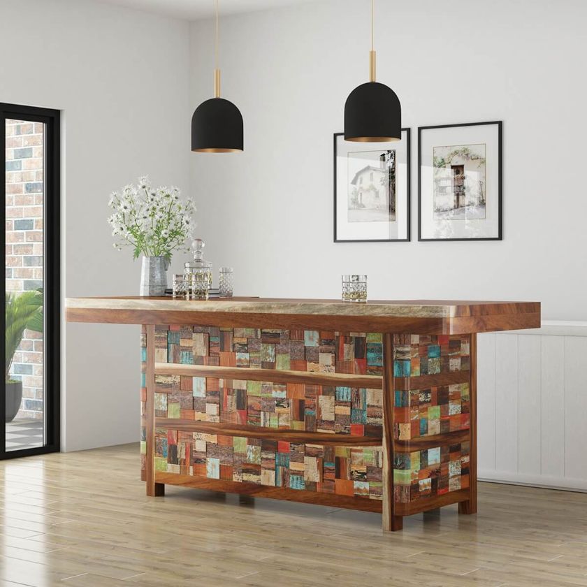 Picture of Bergamo Rustic Solid Wood Home Bar Counter