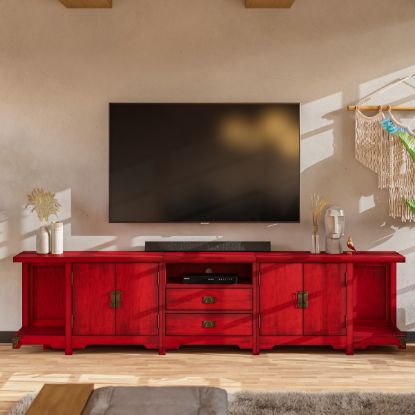 Mongolian 118" Long Solid Wood Media Console Cabinet