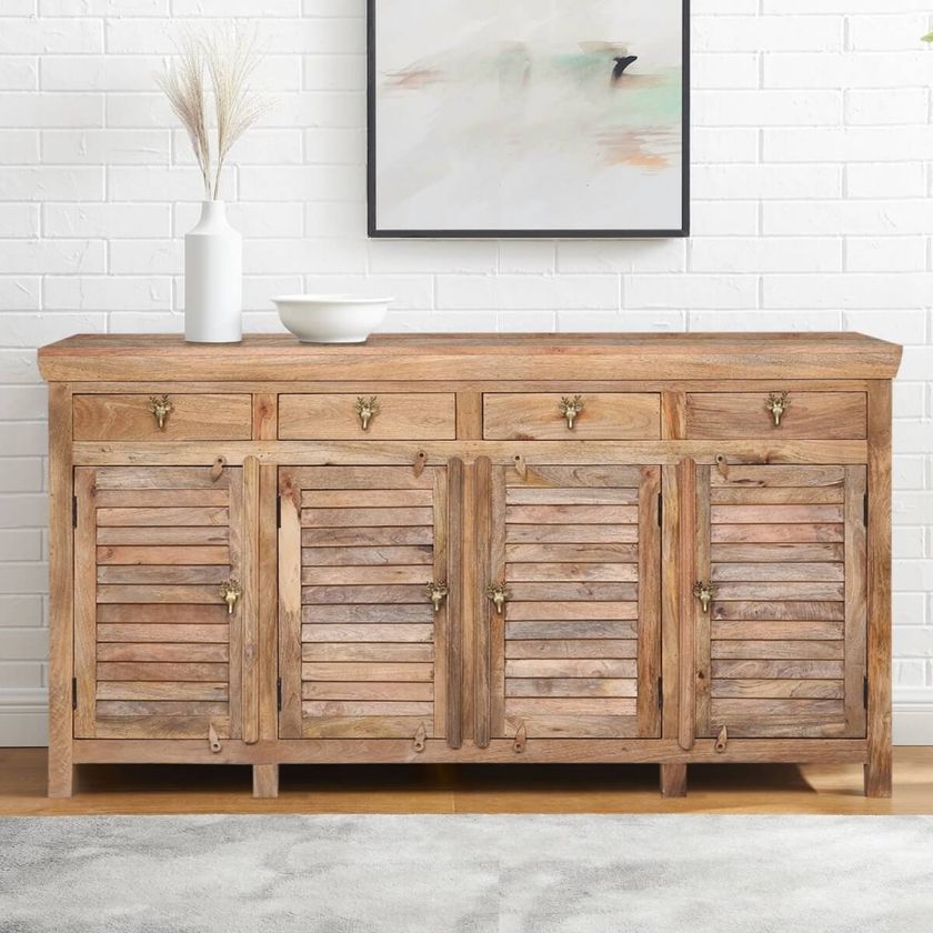 Picture of Flintshire Rustic Solid Wood 4 Drawer Extra Long Sideboard Cabinet